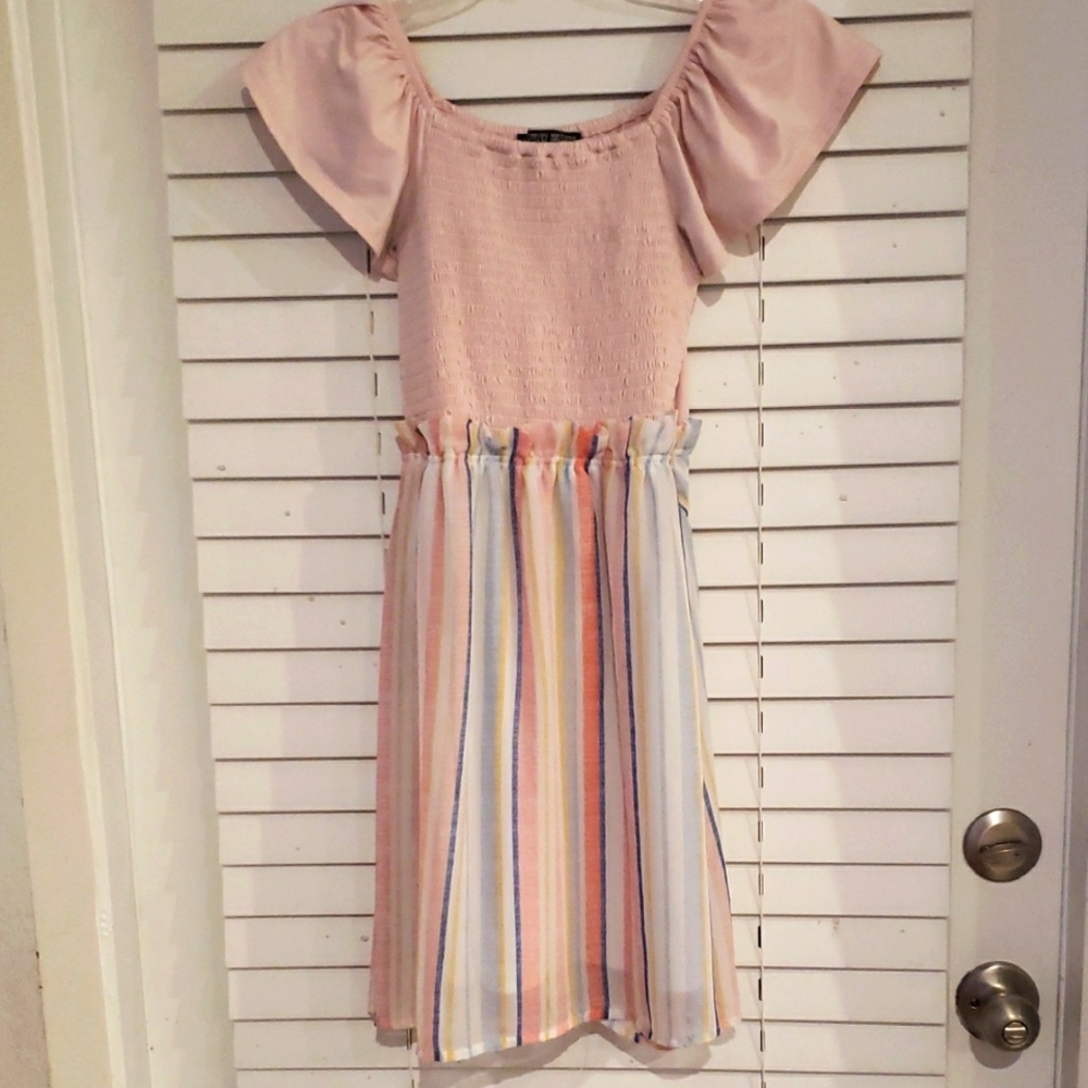 Charming Pink Striped Kids Dress